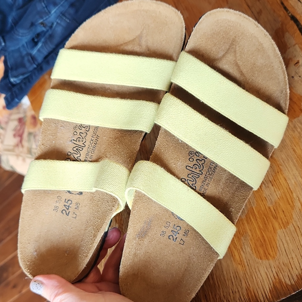 Birkenstock Birki’s Yellow Stretch Strap Sz 9 Sandal - Picture 5 of 13